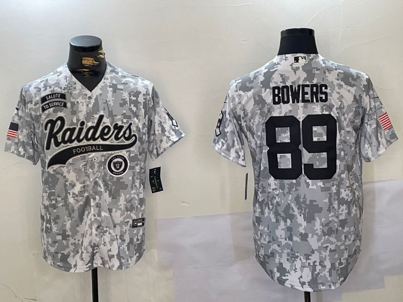 Men Oakland Raiders #89 Bowers Nike Arctic Camo 2024 Salute to Service Limited NFL Jersey style 1->oakland raiders->NFL Jersey